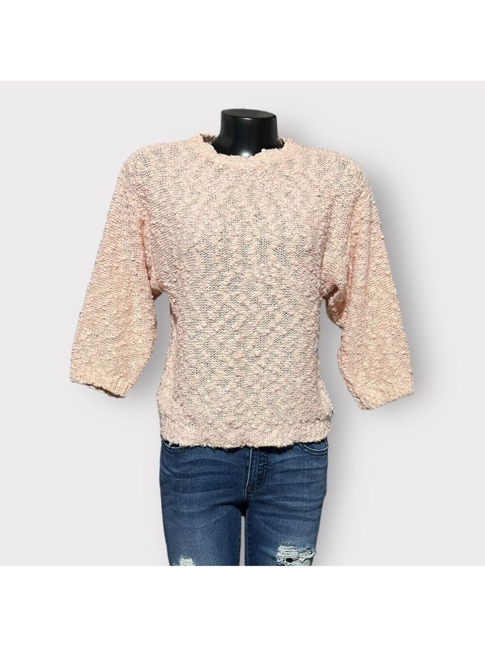 47 Vintage 80s Chunky Knit Sweater Womens Medium Pastel Pink/Peach Cozy Auction
